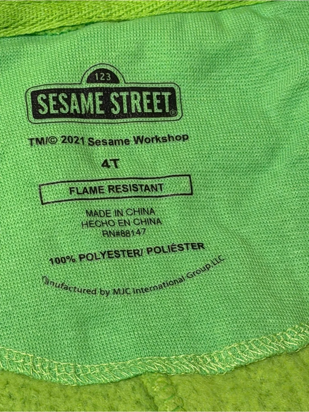 Sesame Street Toddler Oscar the Grouch Sherpa Halloween Costume Pajamas 4T
